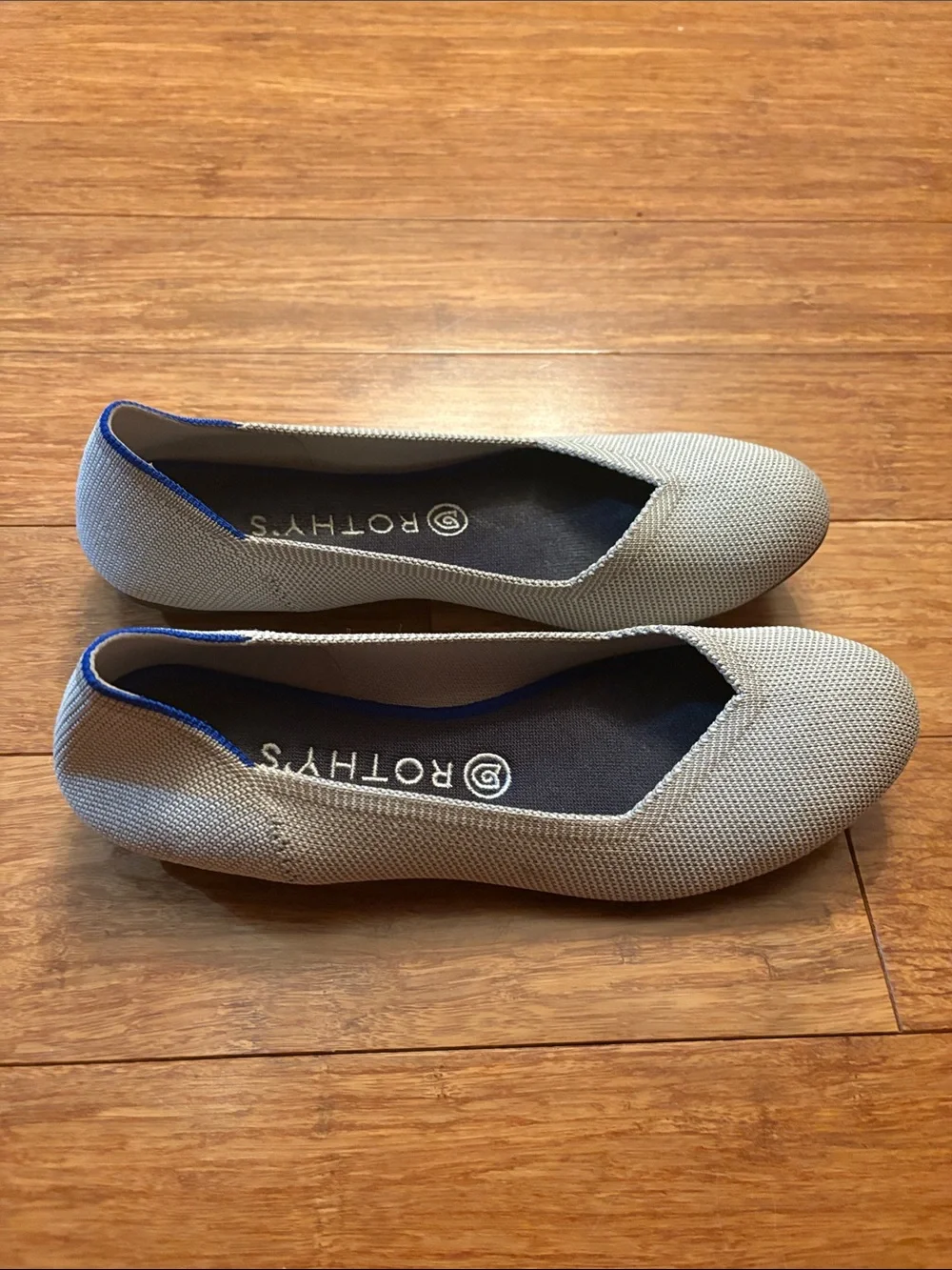 Rothy's Light Gray Knit Slip-On Ballet Flats round toe - size 9